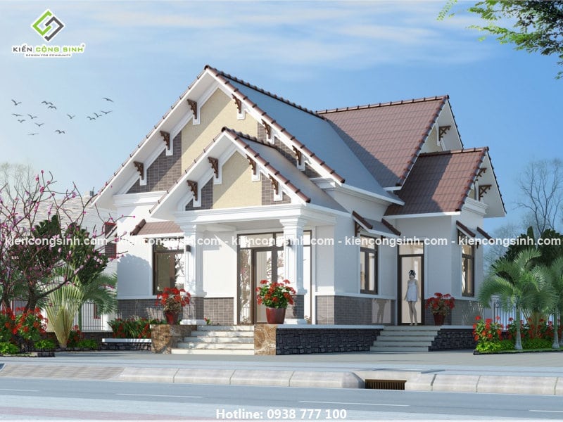 Thiết kế biệt thự mini 2 tầng tân cổ điển mái Nhật đẹp nhất 2021